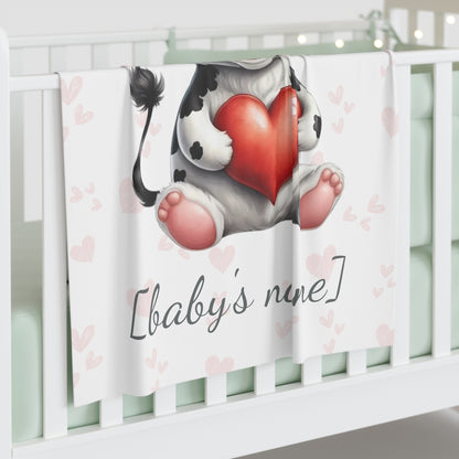 Cassie the Cow - Personalized Baby Swaddle Blanket