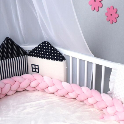 braided crib bumper pink