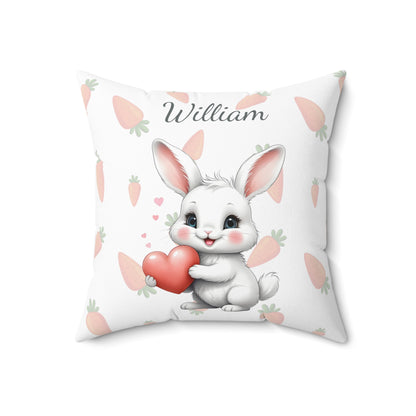 Benny the White Rabbit - Personalized Nursery Pillow