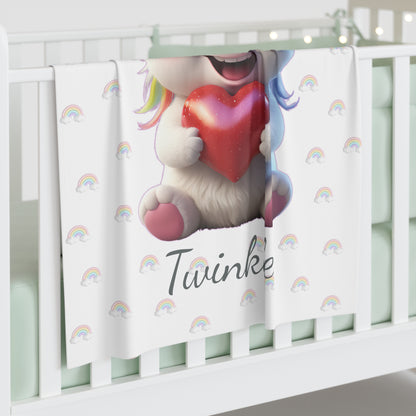 Twinkle the Unicorn - Personalized Baby Swaddle Blanket