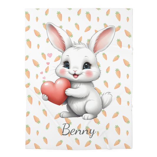 Benny the Rabbit - Personalized Baby Swaddle Blanket