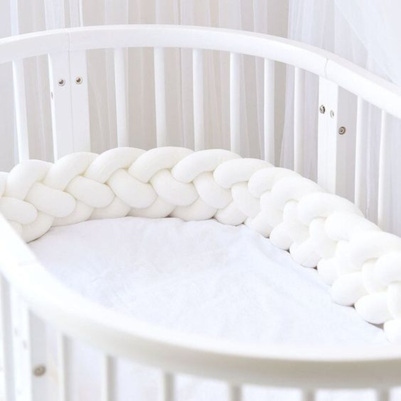 braided crib bumper white